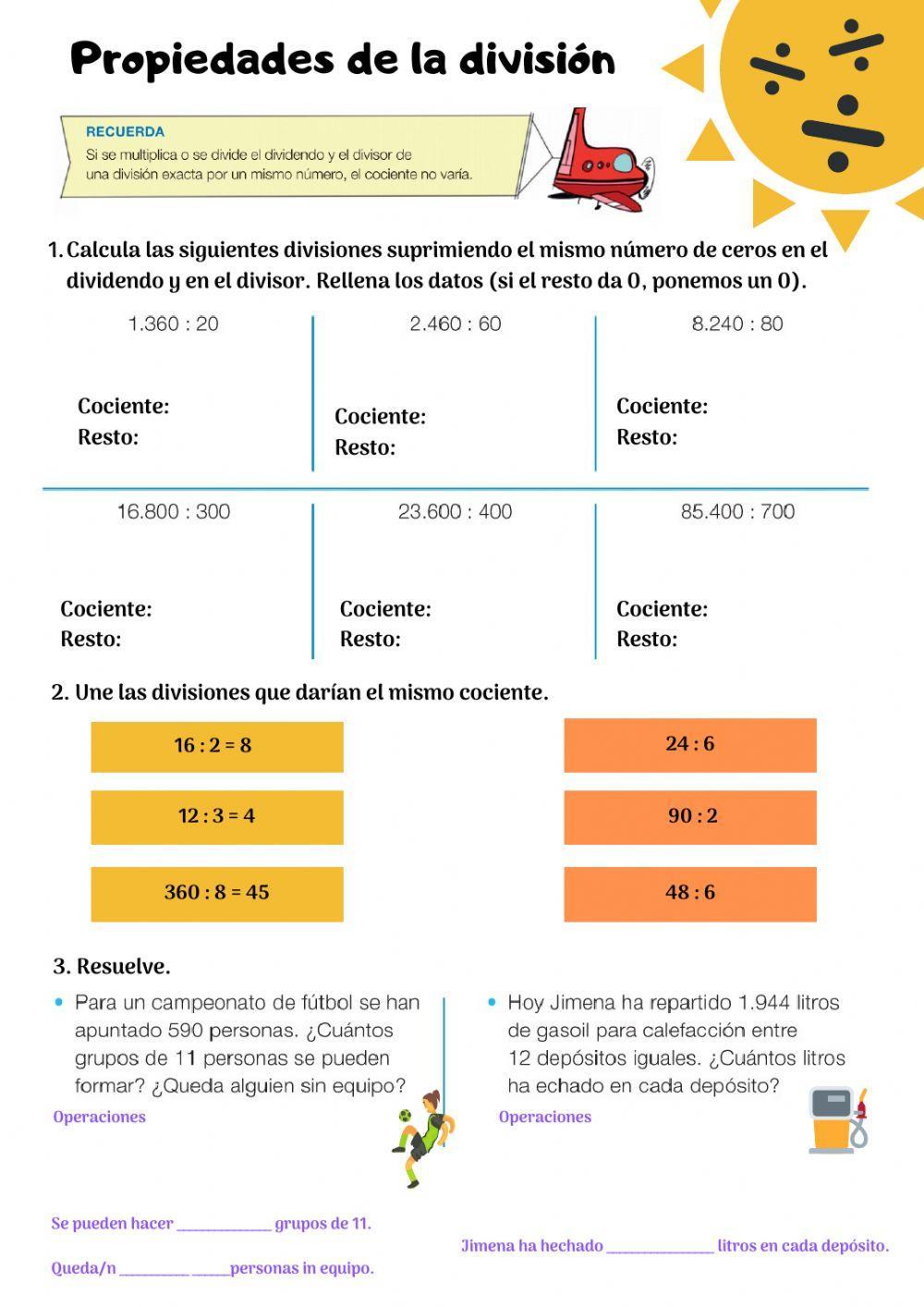 Propiedades de la división