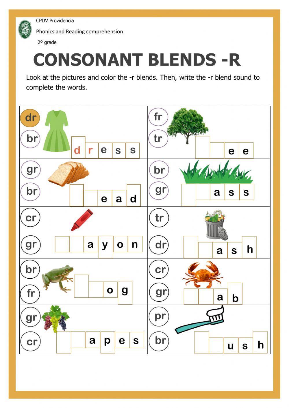 Consonant blends with -r