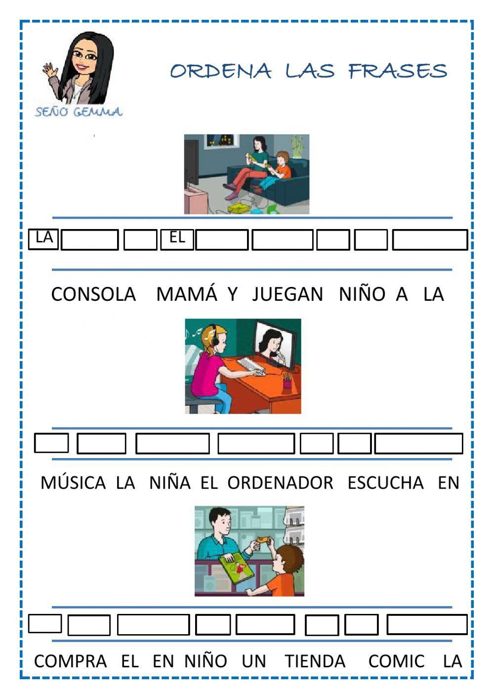 Comprensión lectora - ordenar frases Comprensión lectora - ordenar frases