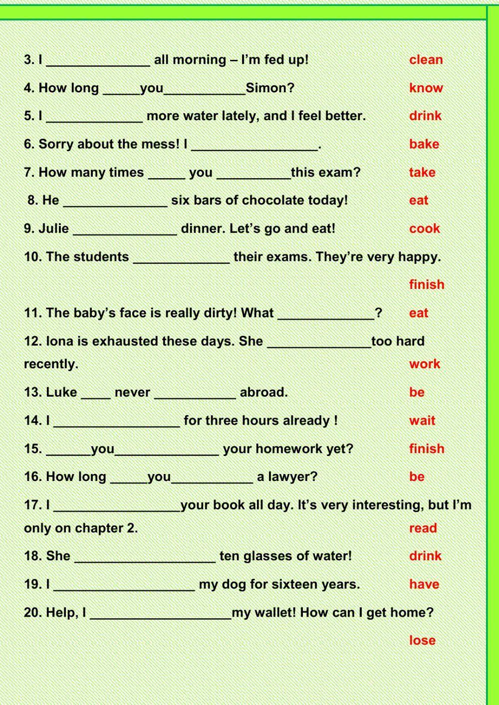 Past tenses review