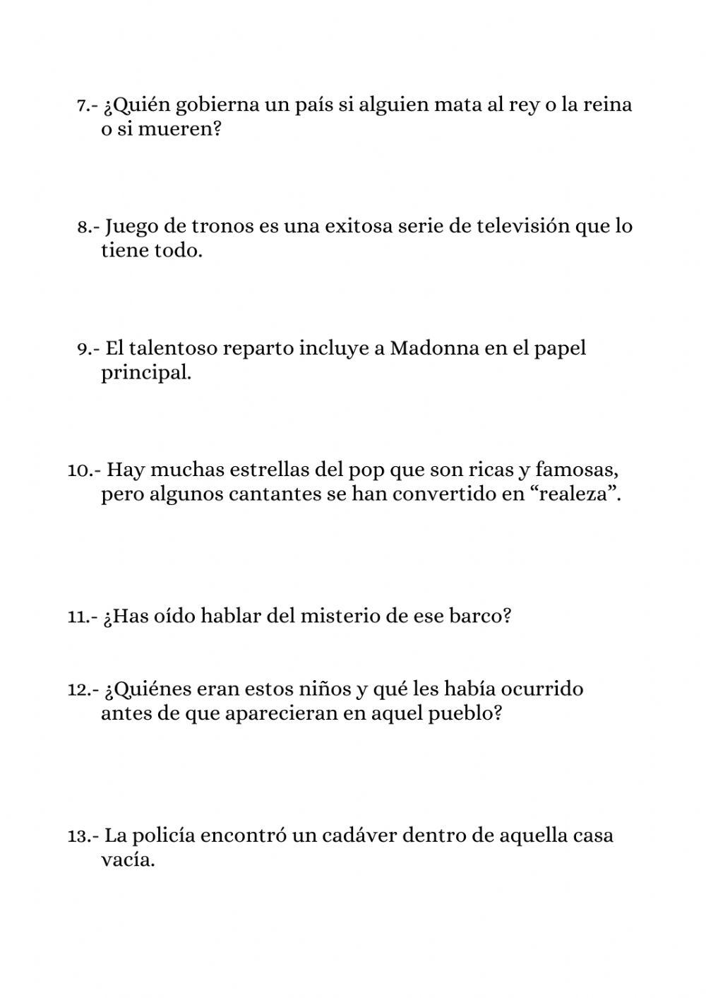 Year 10 summer review work - page 1 - translation practice