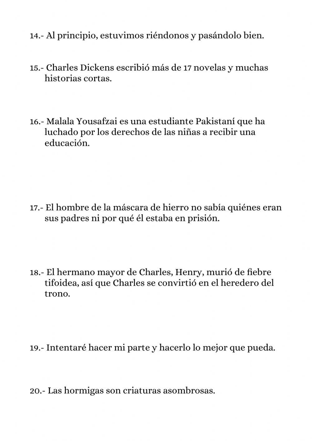 Year 10 summer review work - page 1 - translation practice