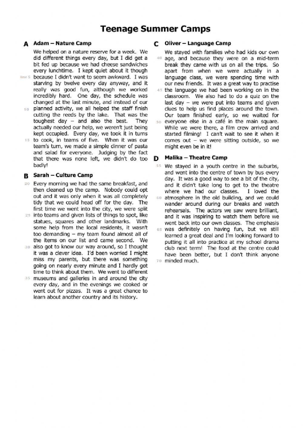 FCE - Reading comprehension