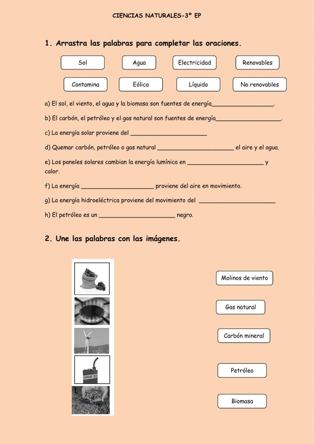 Fuentes de energía renovables y no renovables