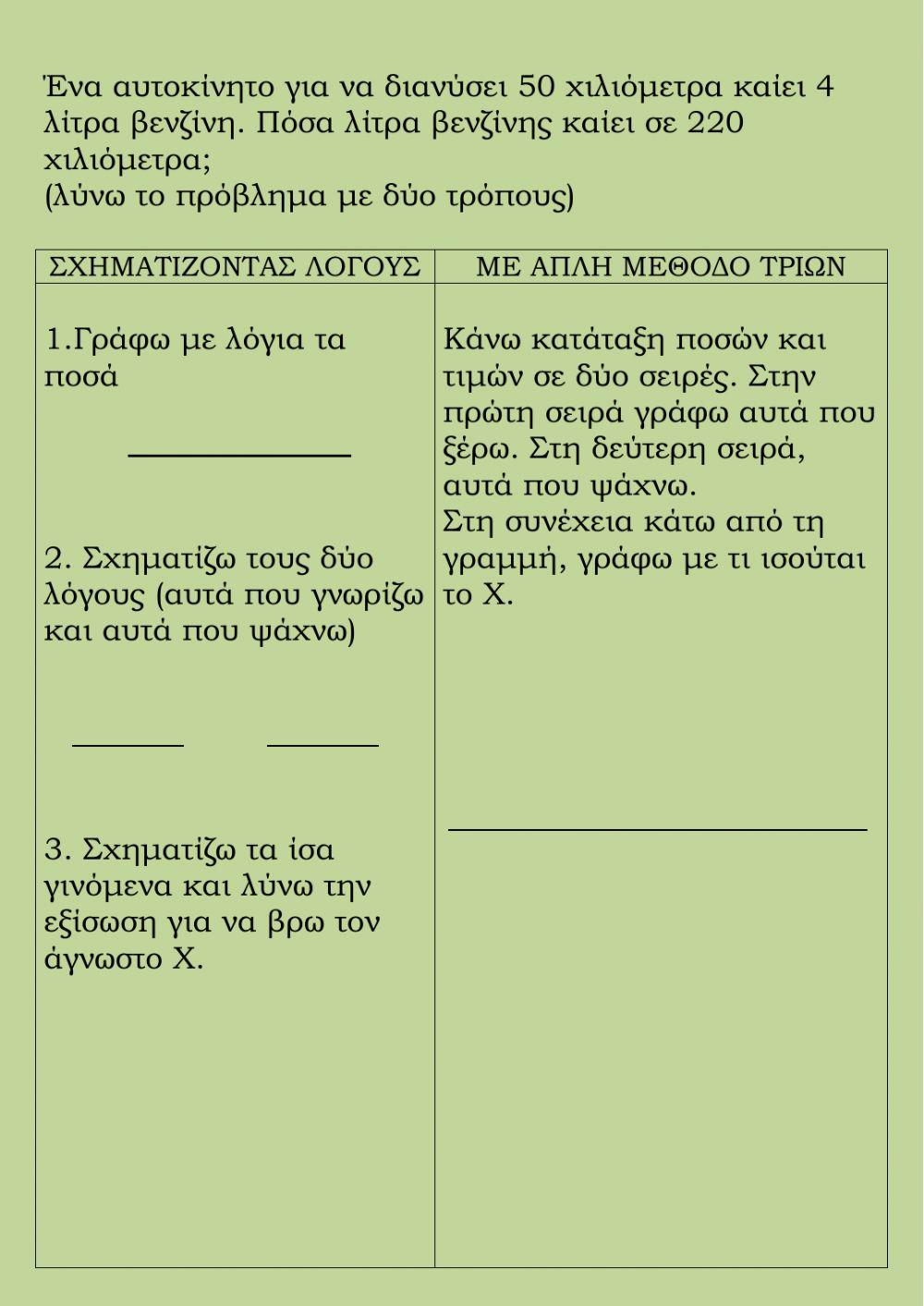 Λύνω προβλήματα με ποσά ανάλογα και αντιστρόφως ανάλογα Λύνω προβλήματα με ποσά ανάλογα και αντιστρόφως ανάλογα