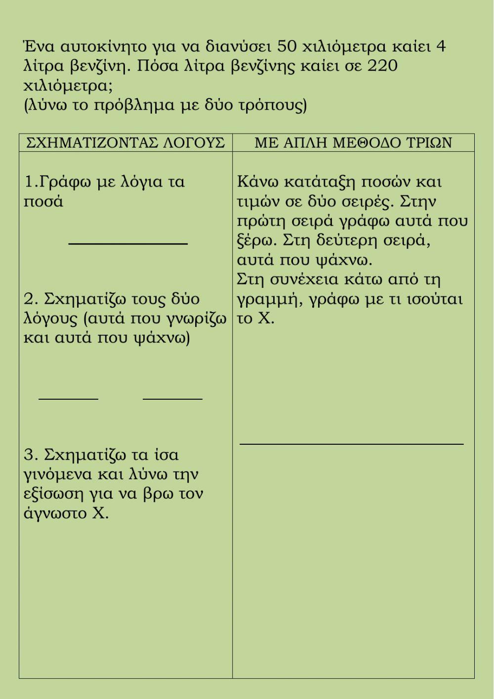 Λύνω προβλήματα με ποσά ανάλογα και αντιστρόφως ανάλογα