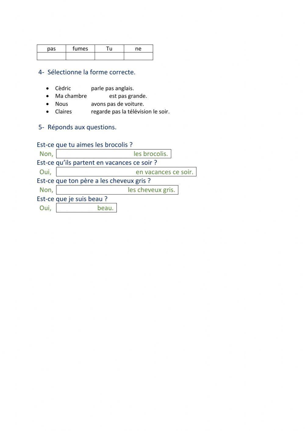 Leçon 1 : Phrases assertives, négatives et interrogatives