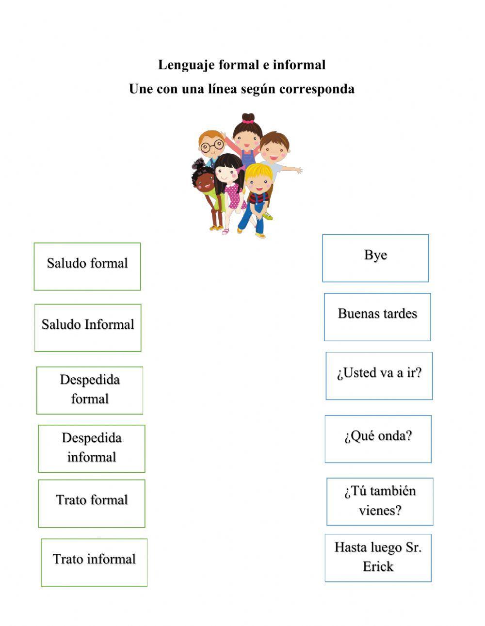 Registro formal informal del lenguaje worksheet tipos de lenguaje