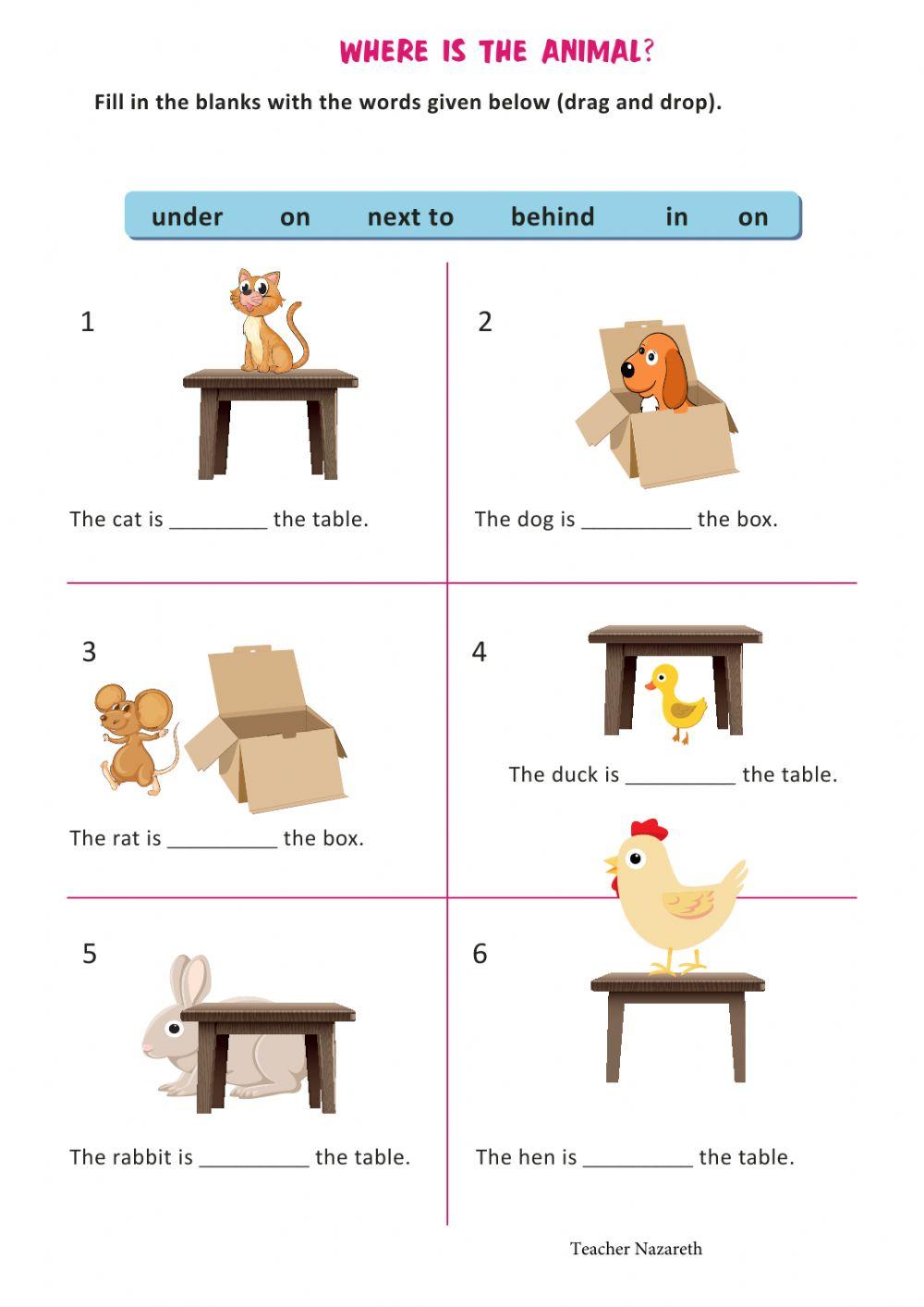 Basic prepositions of place
