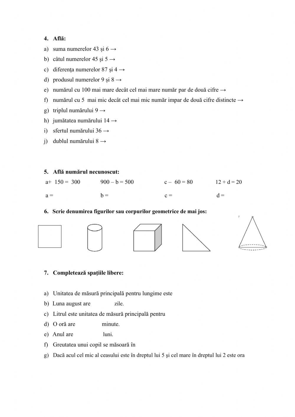 EVALUARE FINALĂ-CLS. a II-a