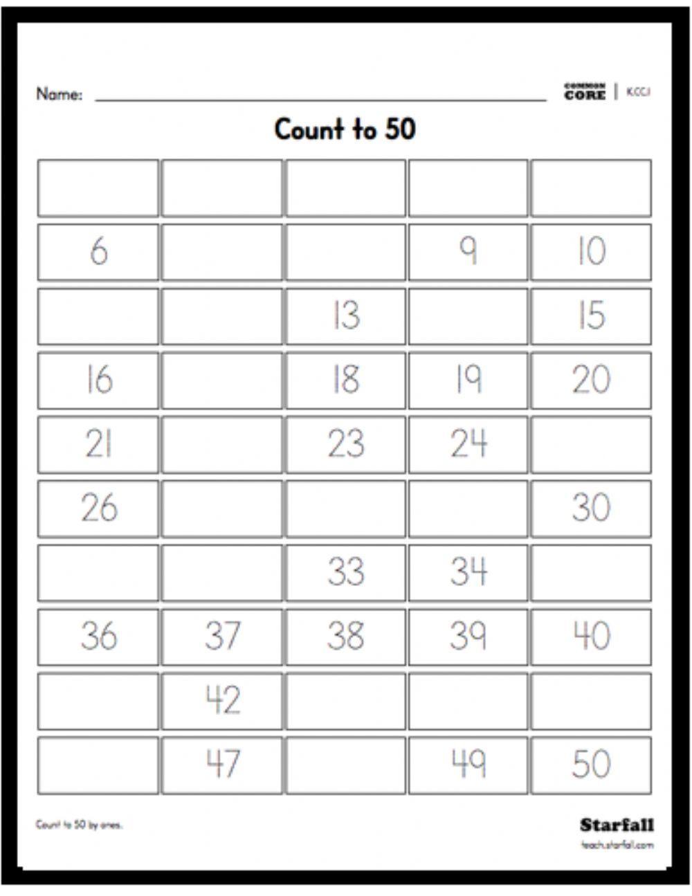 Write numbers up to 50