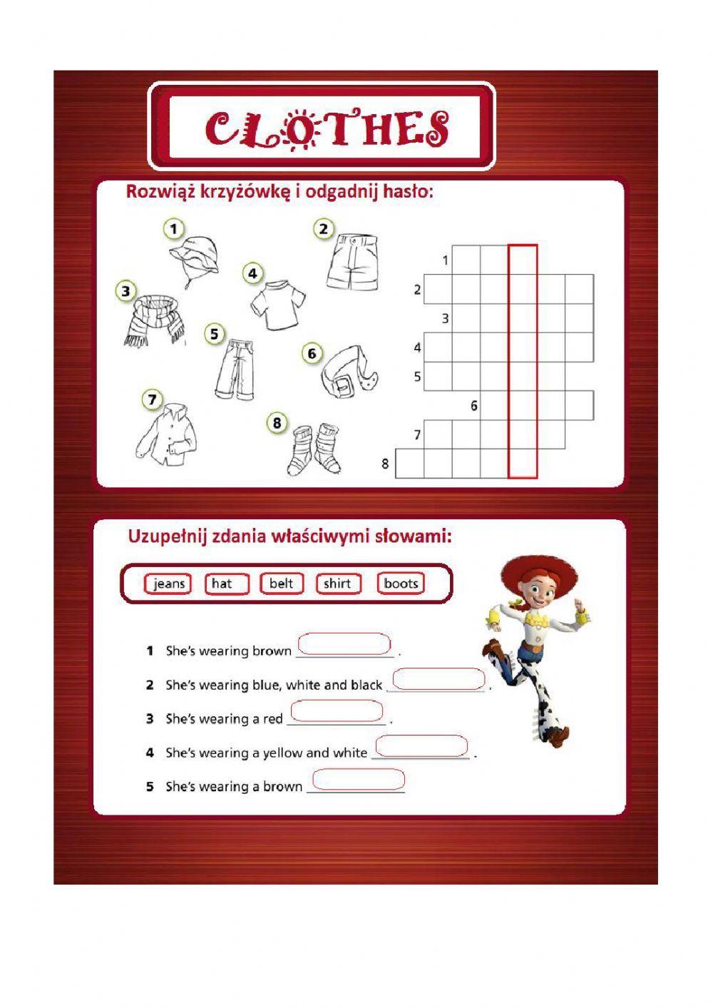 Clothes online exercise for grade 2