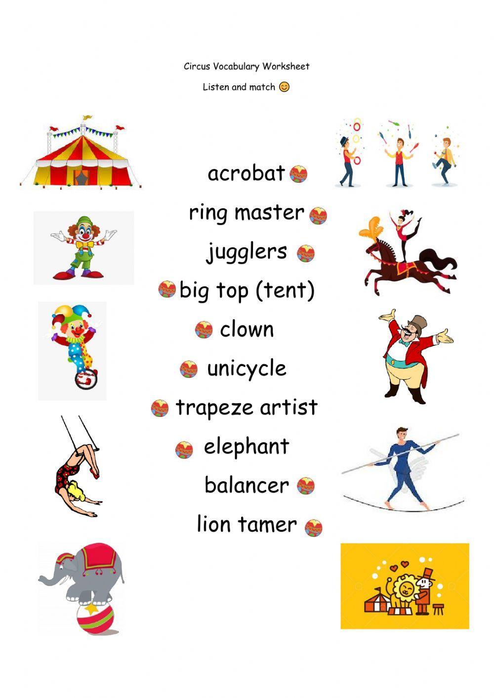 Circus Vocabulary for Kids