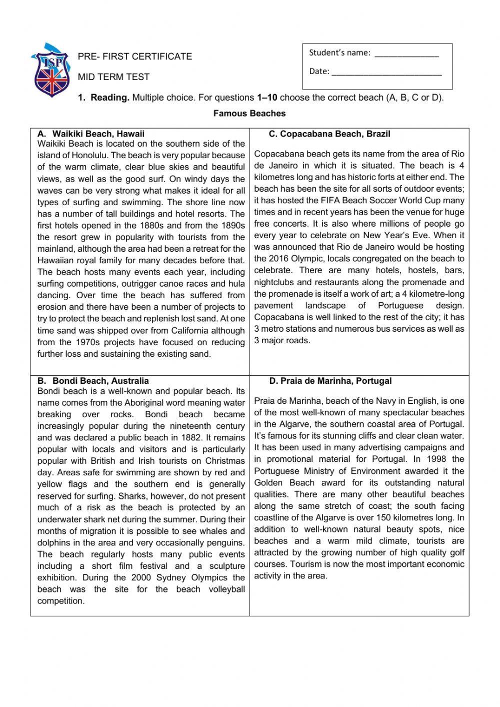 Mid-term test PREFCE