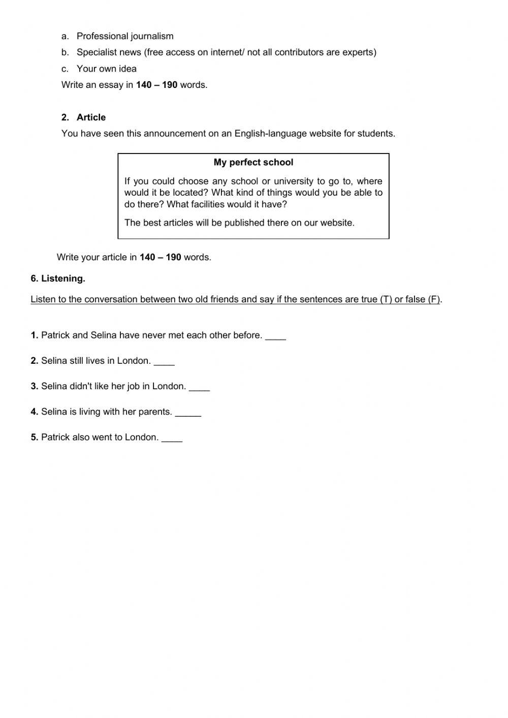 Mid-term test PREFCE