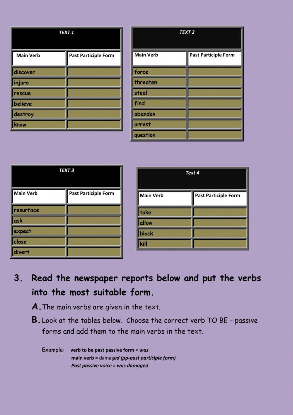 Passive Voice  (all tenses) - News Reports