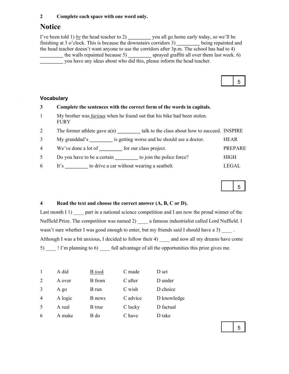 FINAL TEST Gold Experience B1+