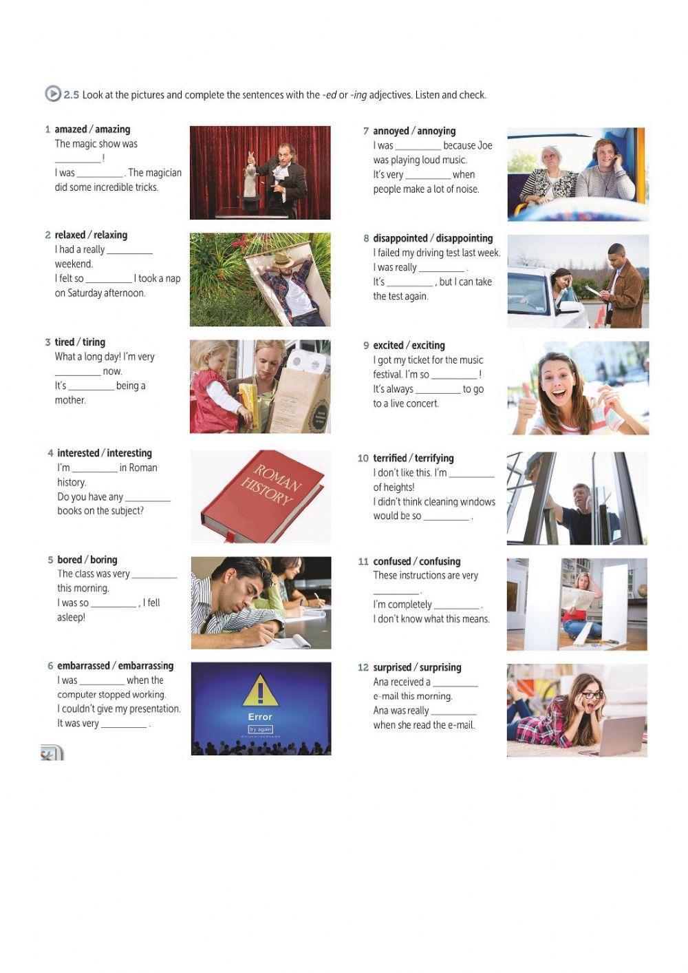 Adjectives with -ed - -ing