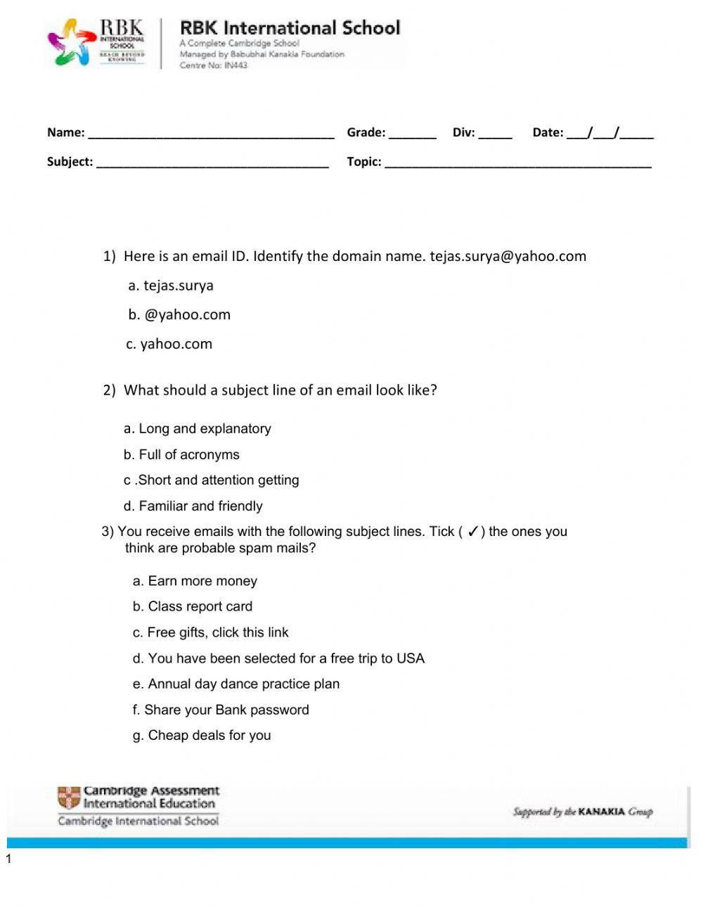 Communication using email