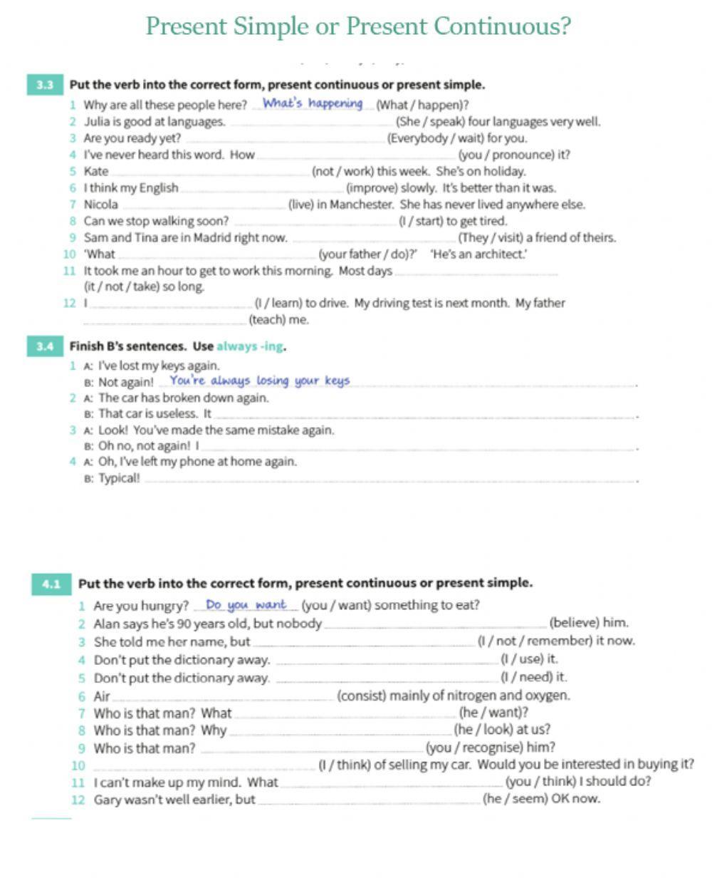 Present Simple or Present Continuous