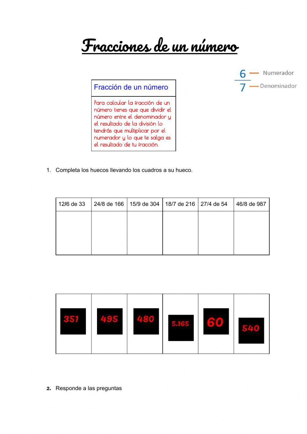 Fracción de un número