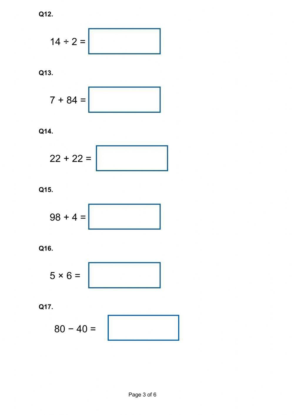 Arithmetic sheet