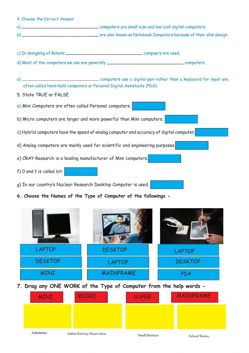 Types of Computer Worksheet 1