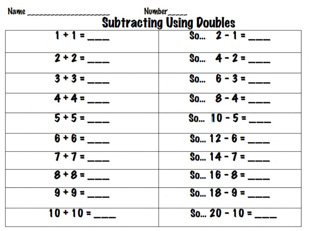 Adding & subtracting  doubles