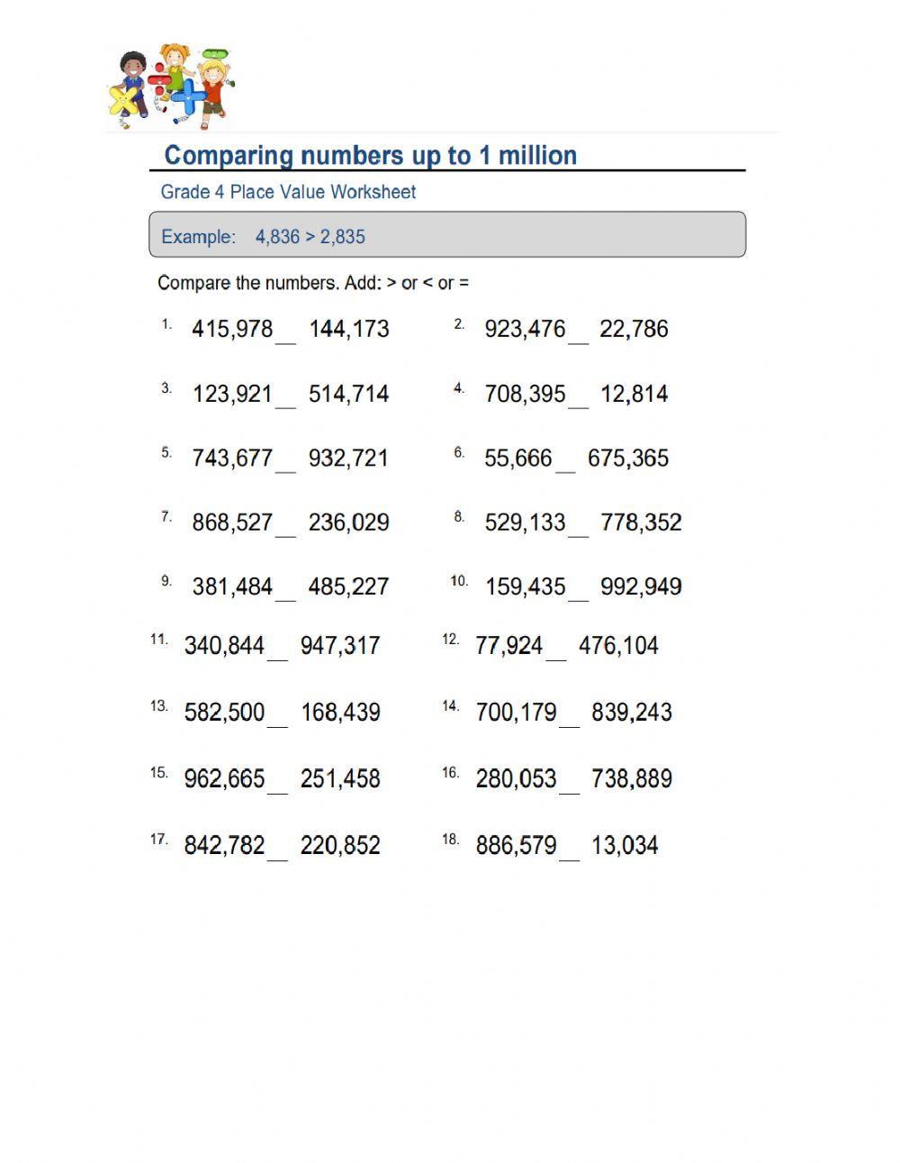 Comparing Numbers up to 1 Million