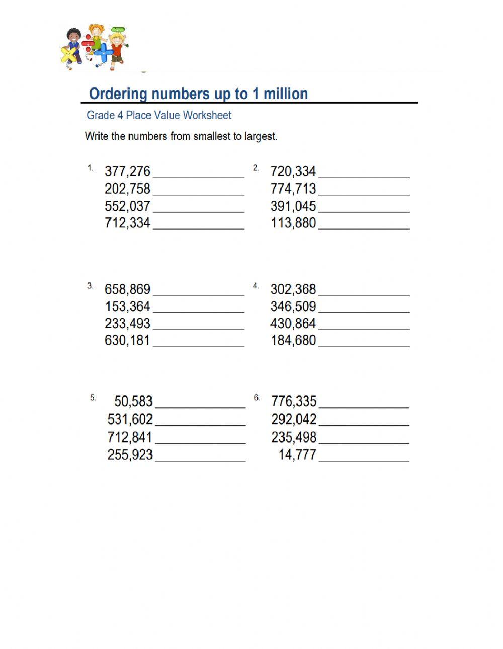Ordering Numbers up to 1 Million