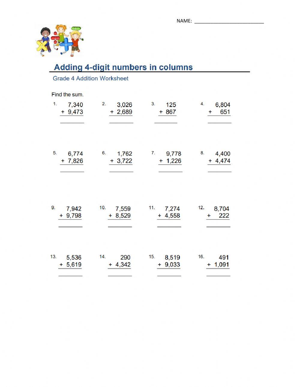 Adding 4-digit Numbers in Columns