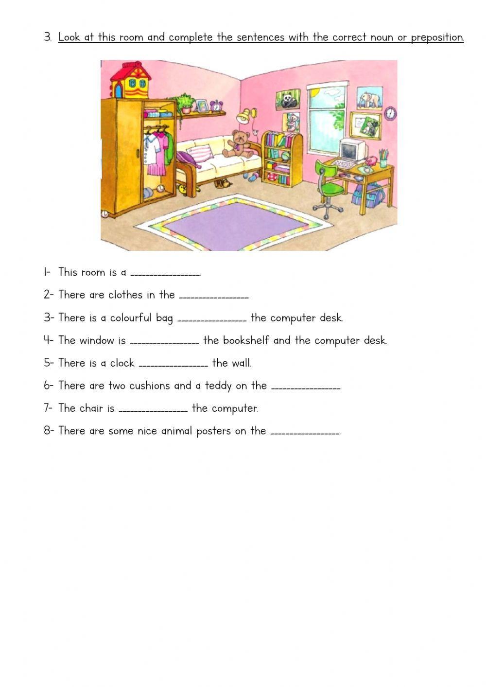 In the home - furniture and prepositions of place