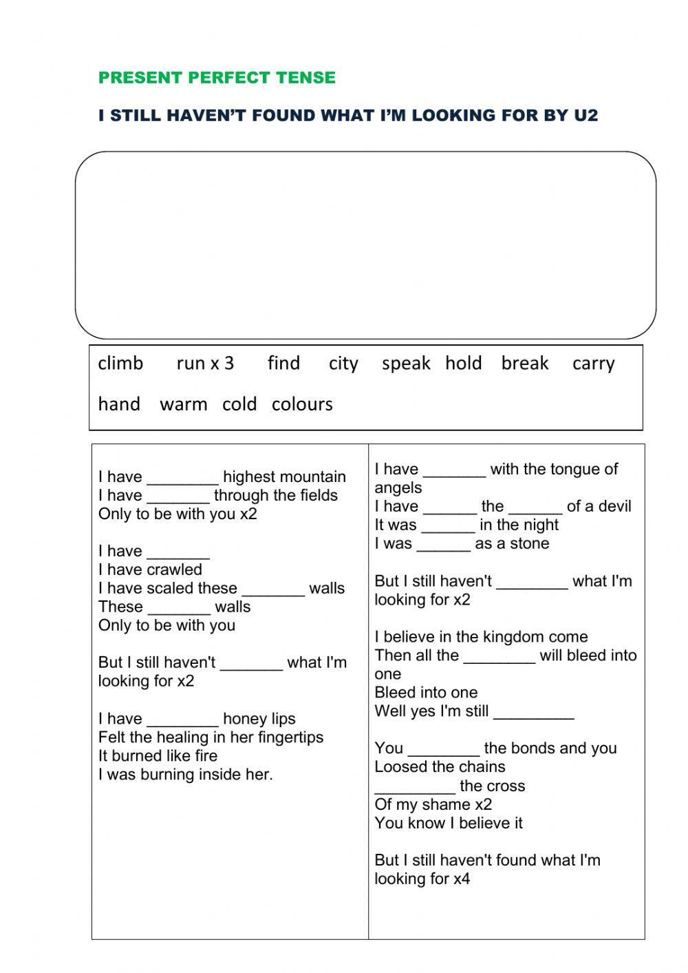 Present Perfect. Song Activity