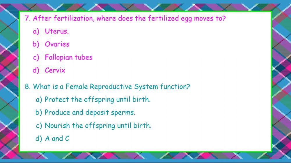 Reproductive System quiz