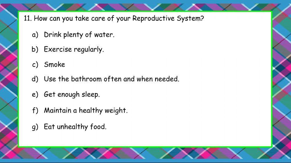 Reproductive System quiz
