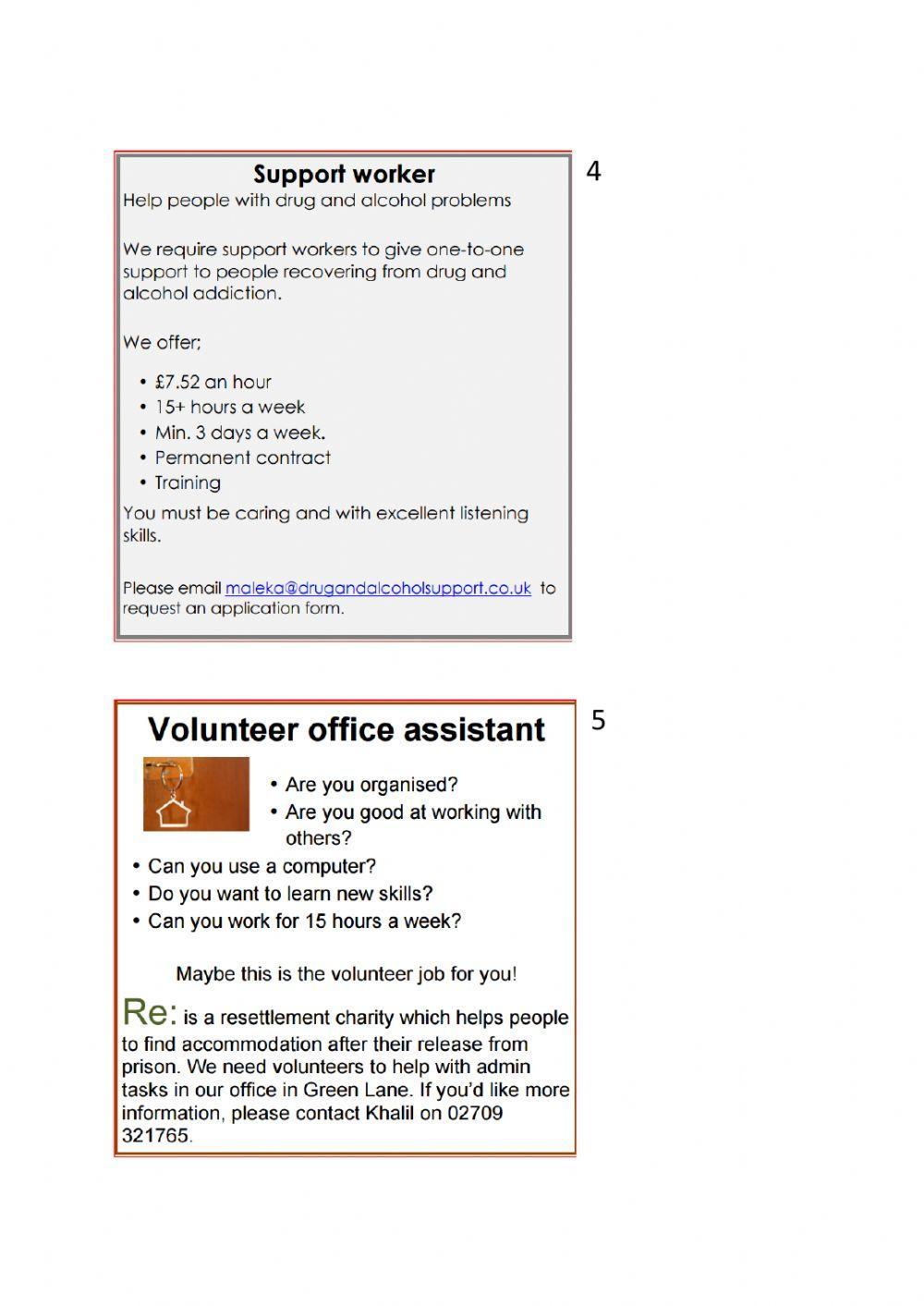 Strong E1-E2 Job adverts