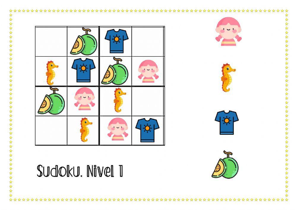 Sudoku del verano. Nivel fácil