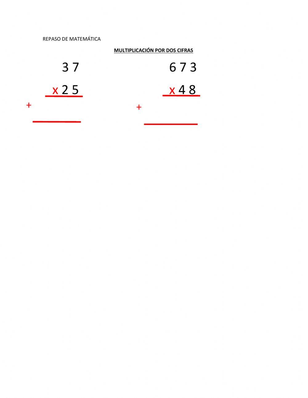 Multiplicación por dos cifras