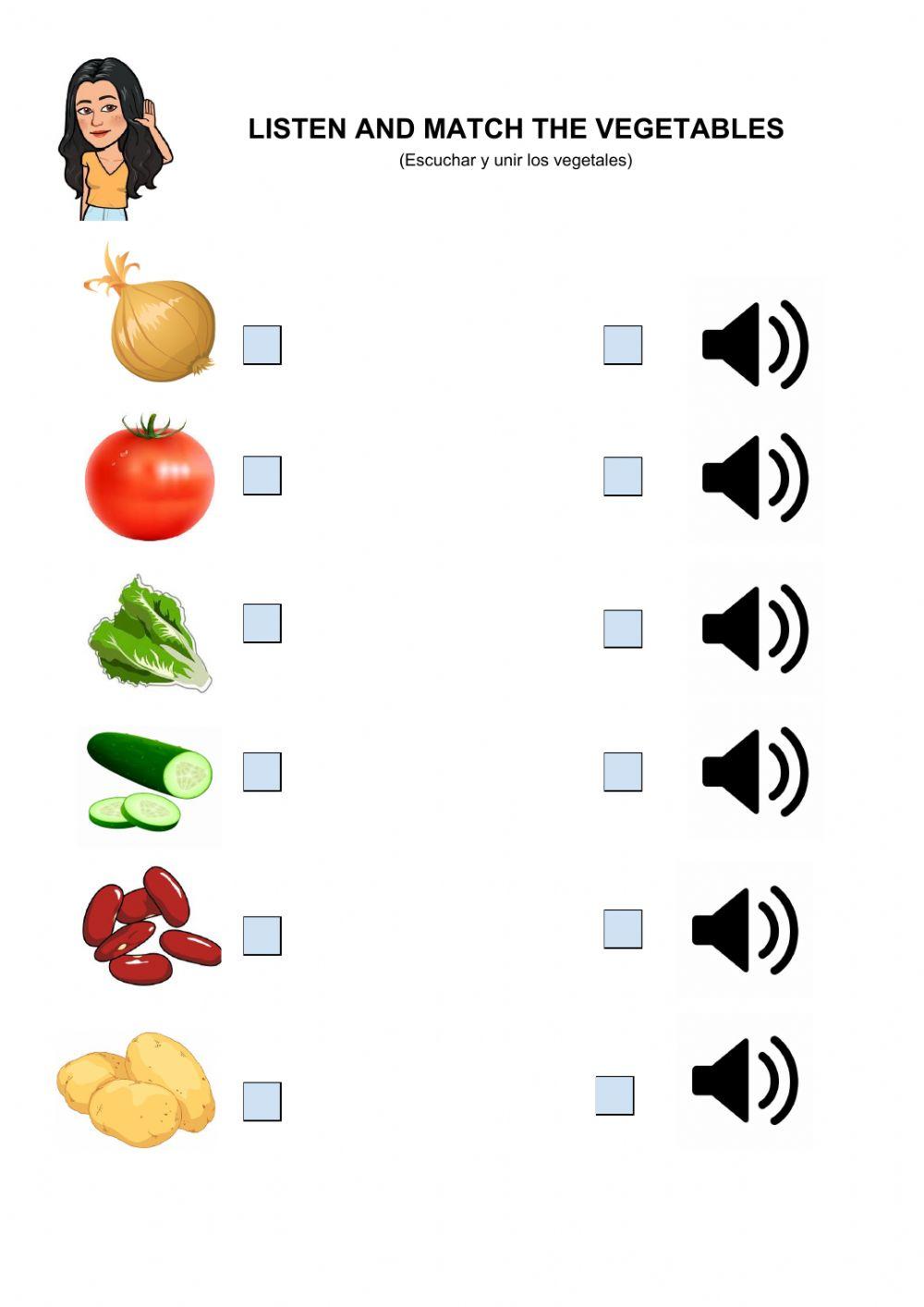 Listen and match vegetables