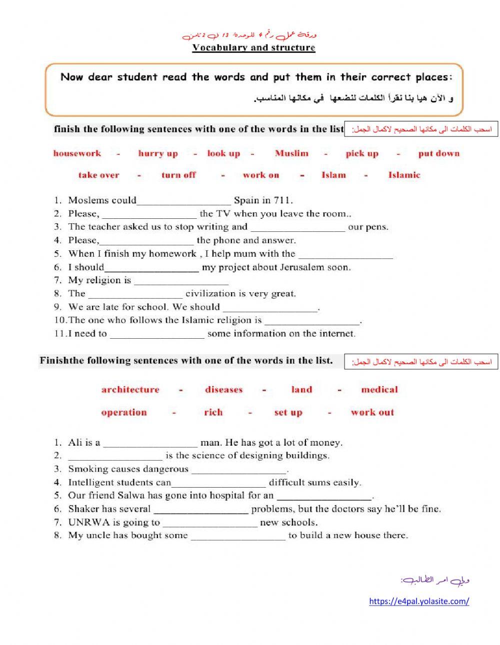 WorkSheet 4 Unit 13 T2 G8
