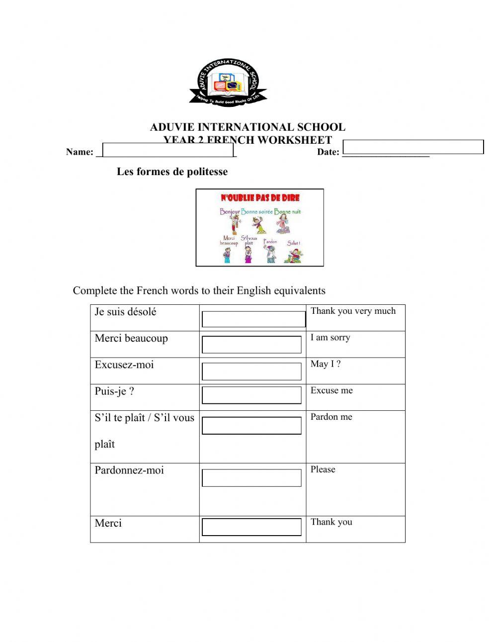 Les mots de politesses