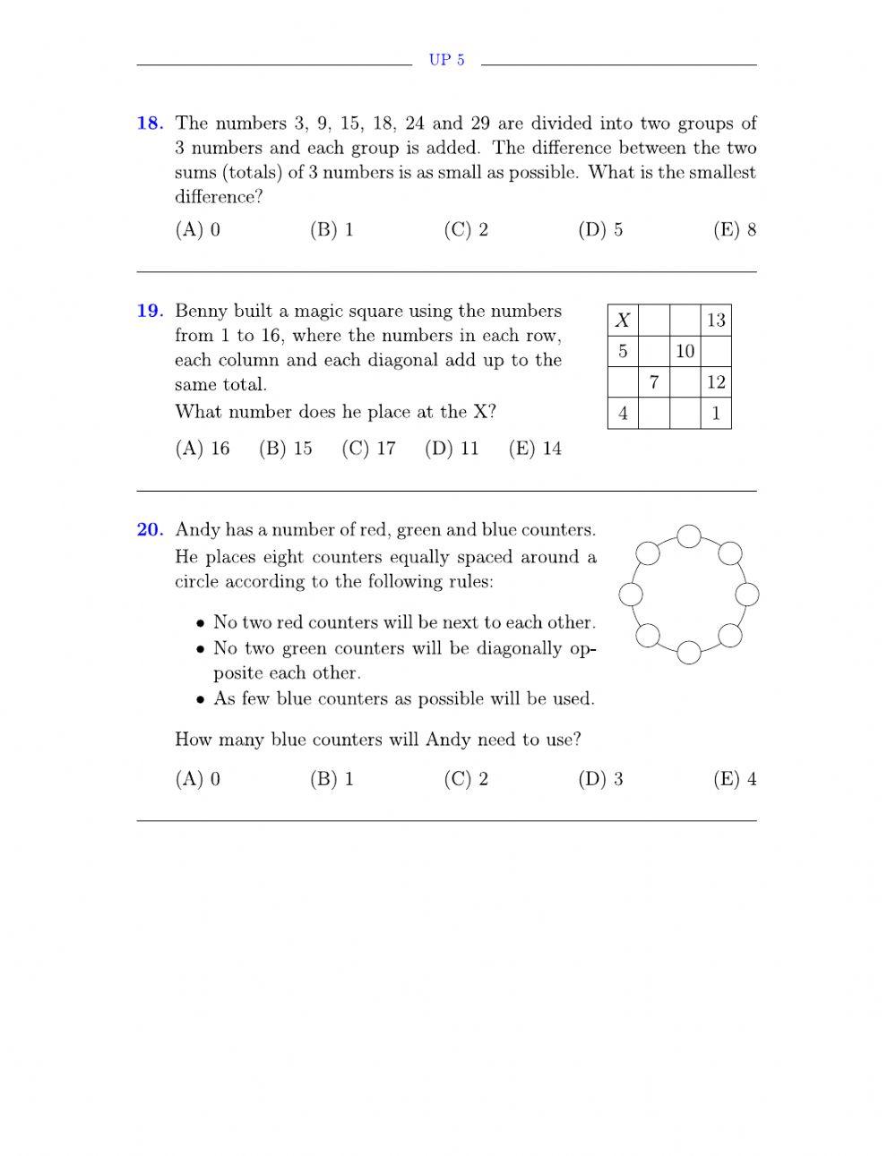 ACM Maths-level 2-Test 1 (2016)