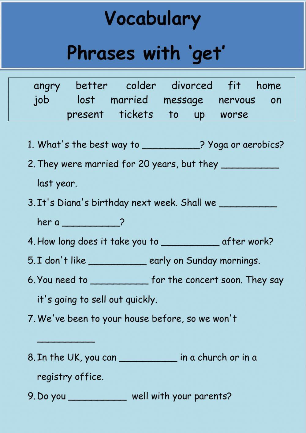 Phrases with 'get' Phrases with 'get'