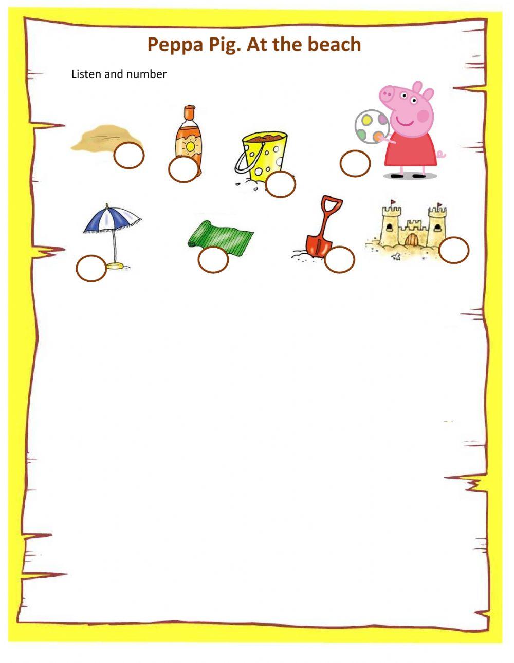 Peppa Pig Holiday vocabulary