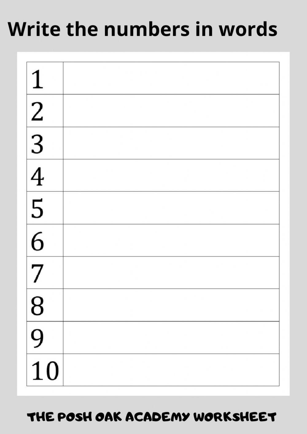 Numbers 1-10 in words worksheet | Live Worksheets Numbers 1-10 in words worksheet | Live Worksheets