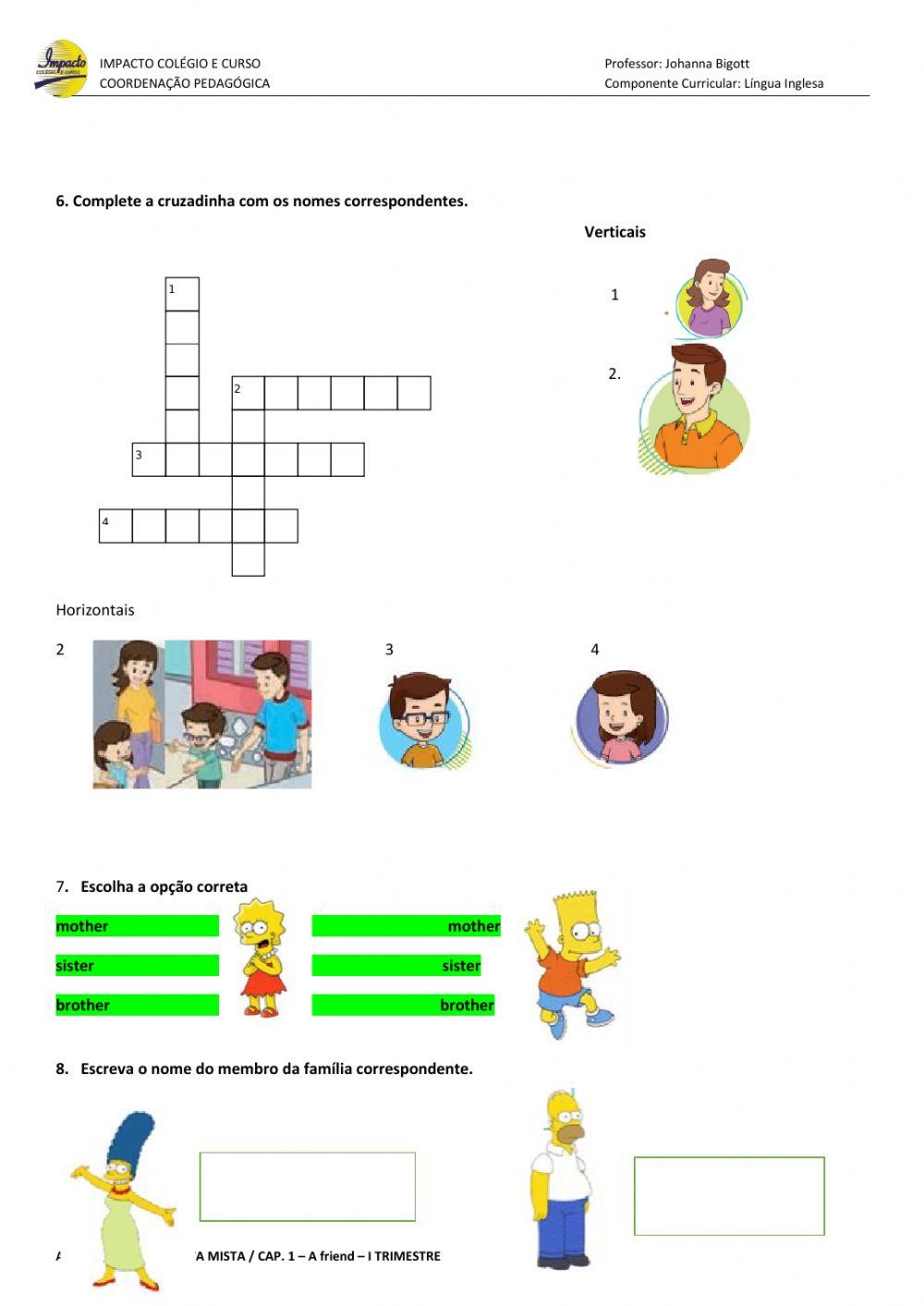 Avaliação 1  2°ano