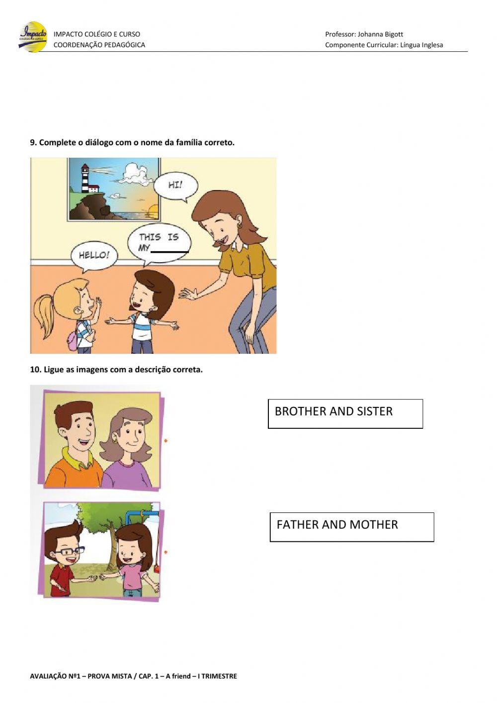 Avaliação 1  2°ano