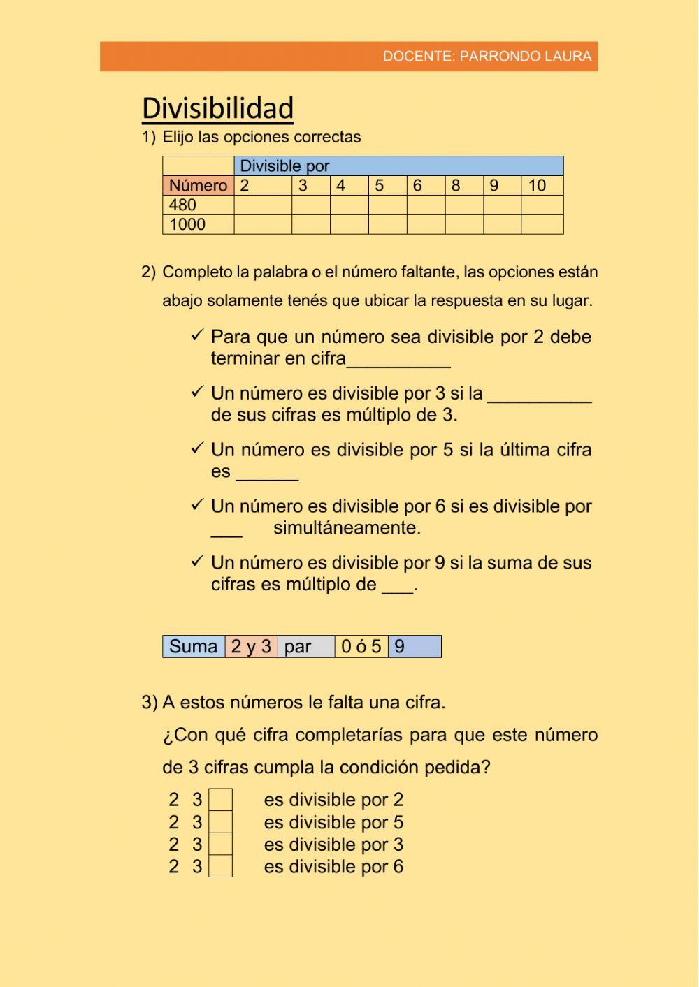 Divisibilidad, buscando las cifras