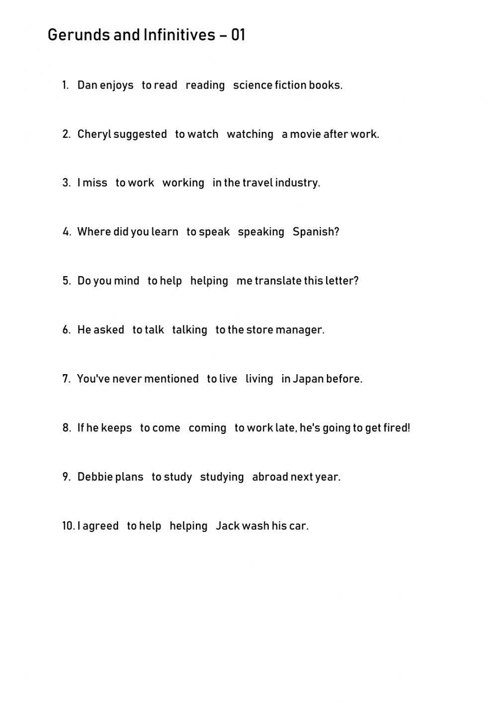 Gerunds and Infinitives