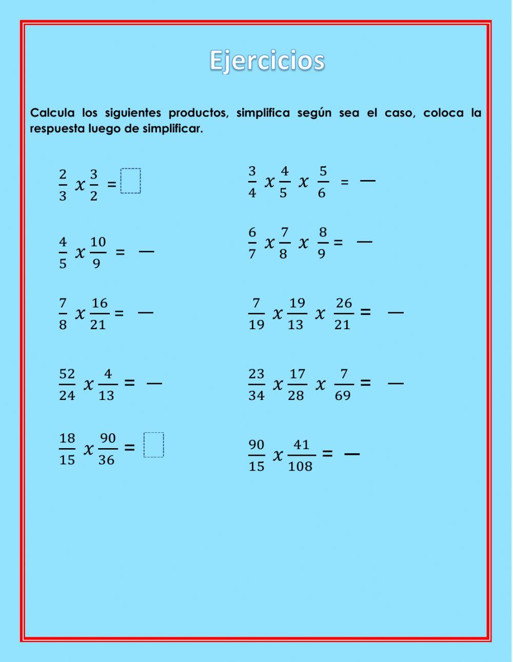 Multiplicación de fracciones